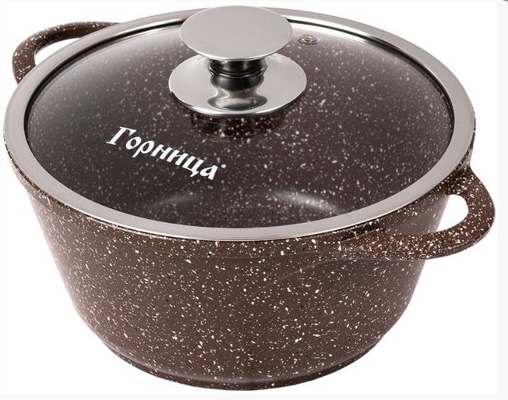 Изображение Кастрюля Горница К2233аш а/пр литая стекл/кр Шоколад (2 л )