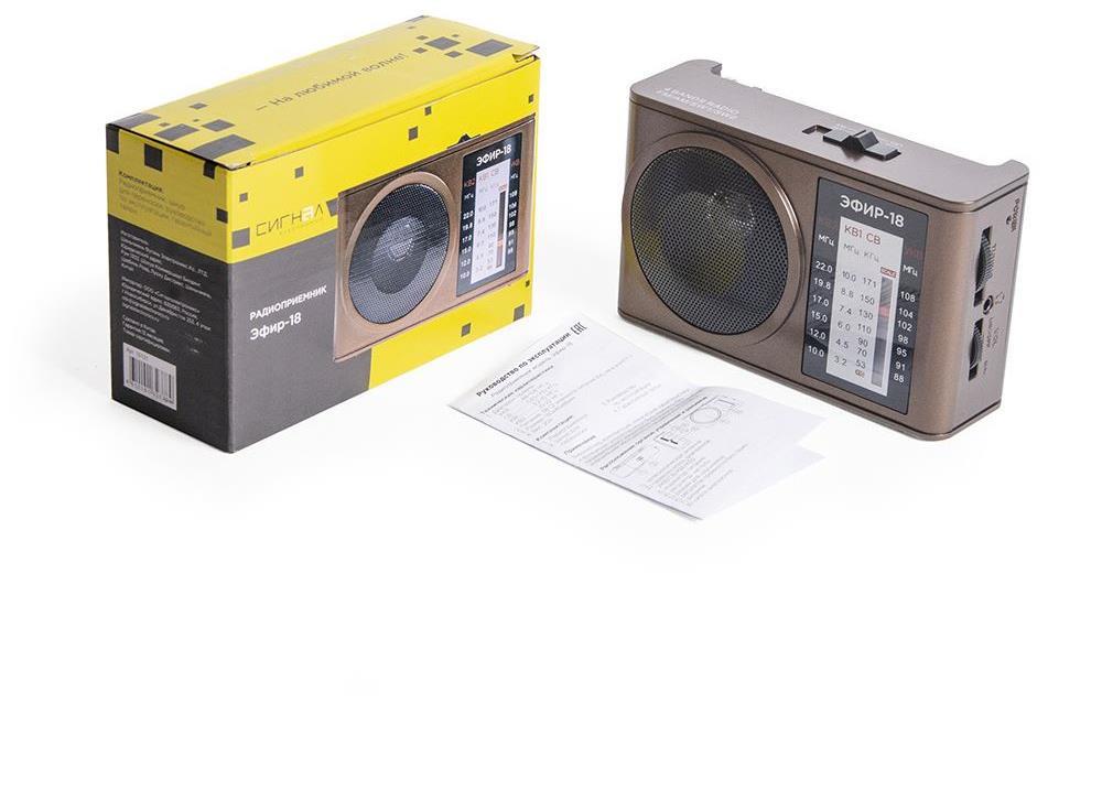 Изображение Радиоприемник ЭФИР ЭФИР-18 УКВ 88-108МГц коричневый