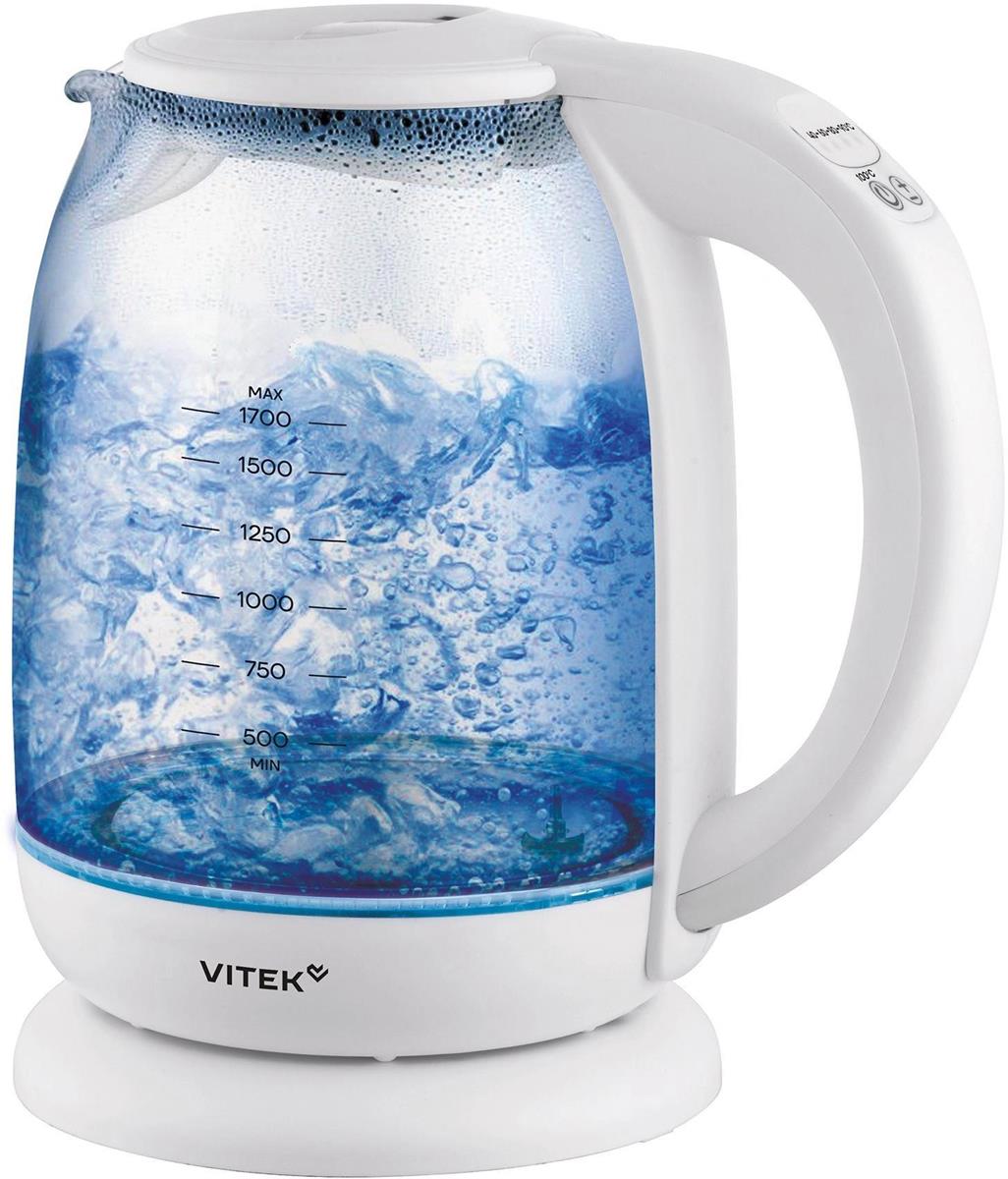 Изображение Электрический чайник VITEK VT-WK1045 (2200 Вт/1,7 л /стекло/прозрачный, белый)