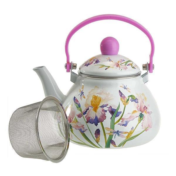 Изображение Чайник METALLONI EM-1312 с фильтром (1,3, л л /цветы, белый)