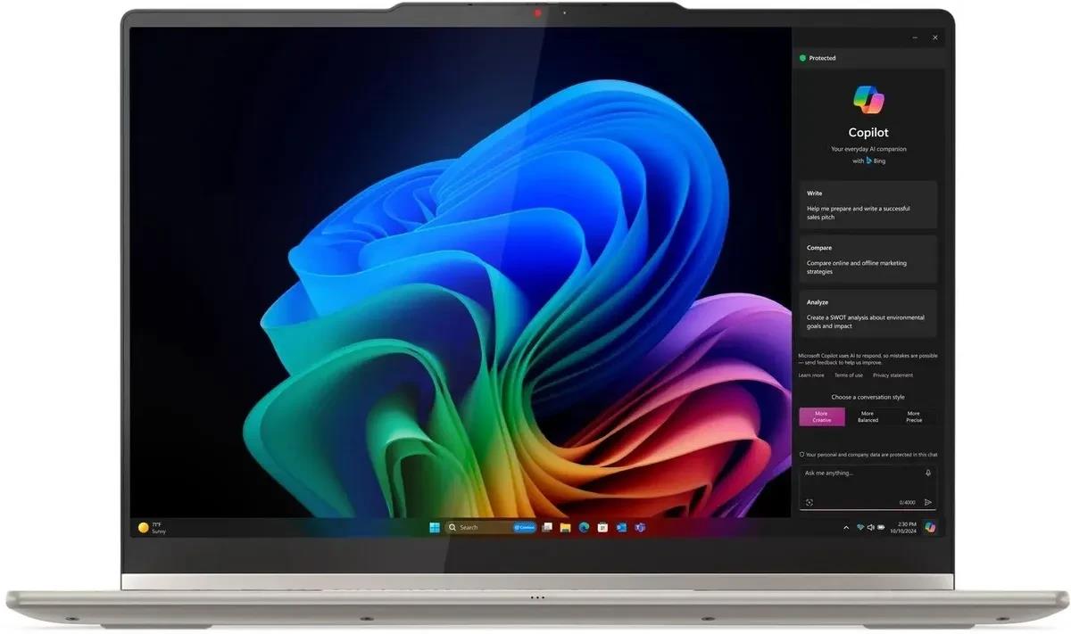 Изображение Ноутбук Lenovo Yoga 7 2-in-1 14AKP10 (AMD 340 2000 МГц/ SSD 1024 ГБ  /RAM 24 ГБ/ 14" 1920x1200/VGA встроенная/ Windows 11 Home) (83JR005YRK)
