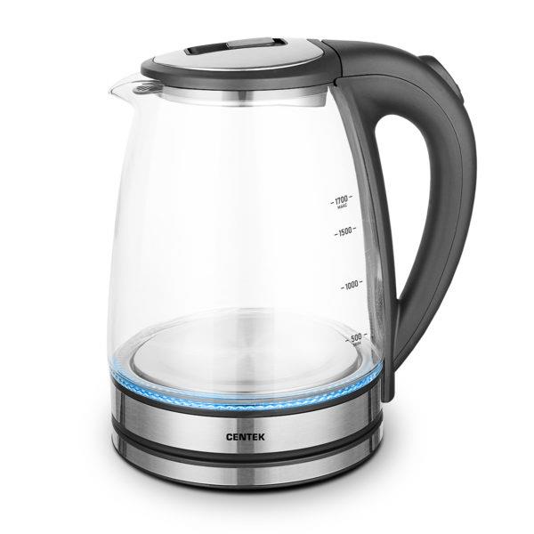 Изображение Электрический чайник CENTEK CT-0002 стекло  (2200 Вт/1,7 л /стекло/серый, прозрачный)