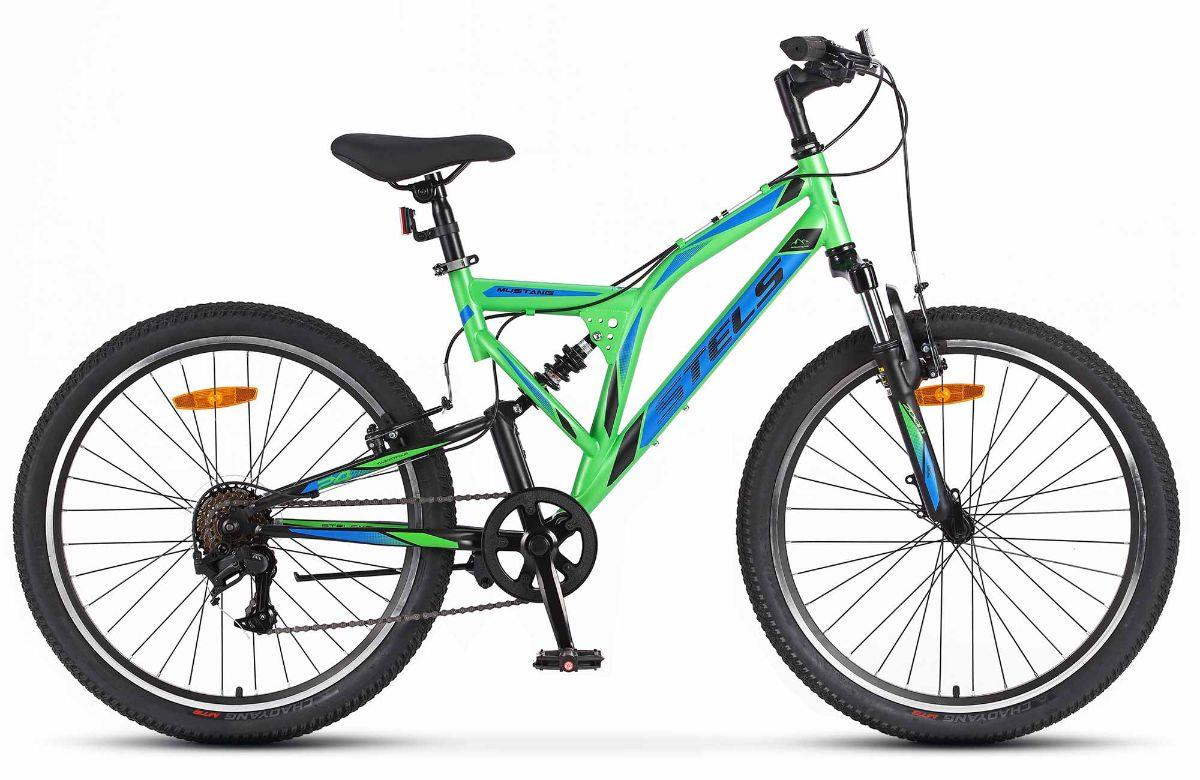 Изображение Велосипед Stels Mustang 24" V (черный, зеленый/24 "/16.0 ")-2025 года EP-00009286/X0000001793