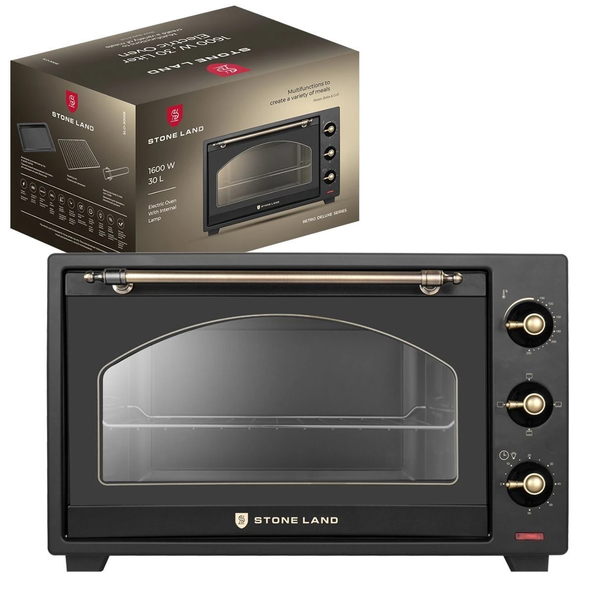 Изображение Электропечь STONELAND SLO-3001B (30 л /1600 Вт /черный)