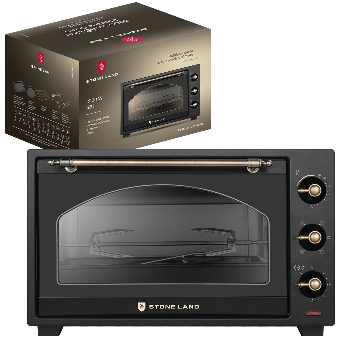 Изображение Электропечь STONELAND SLO-4801B (48 л /2000 Вт /черный)