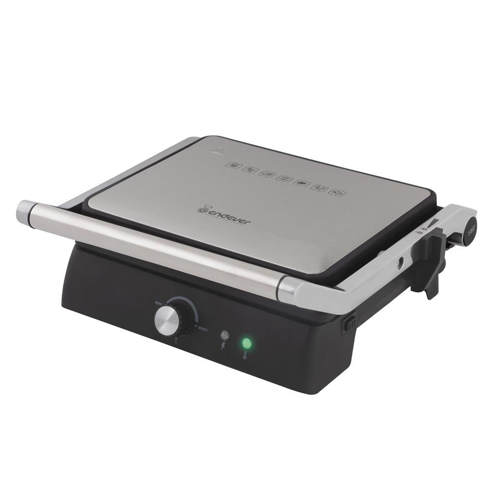Изображение Электрический гриль Endever Grillmaster 225, серебристый/черный, 2300 Вт