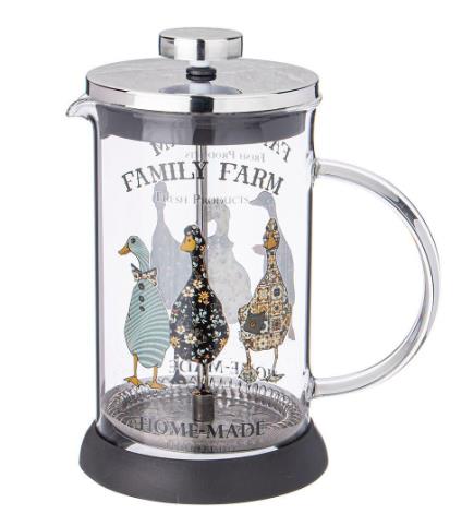 Изображение Френч-пресс AGNESS 894-156 FAMILY FARM, 600 мл,прозрачный, серебристый